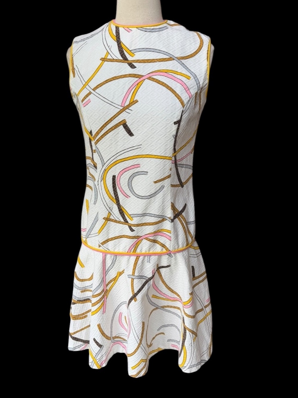 1960s R&K Knits Cotton Blend Jacquard Knit Raised Diamond Weave Abstract Drop-Wa